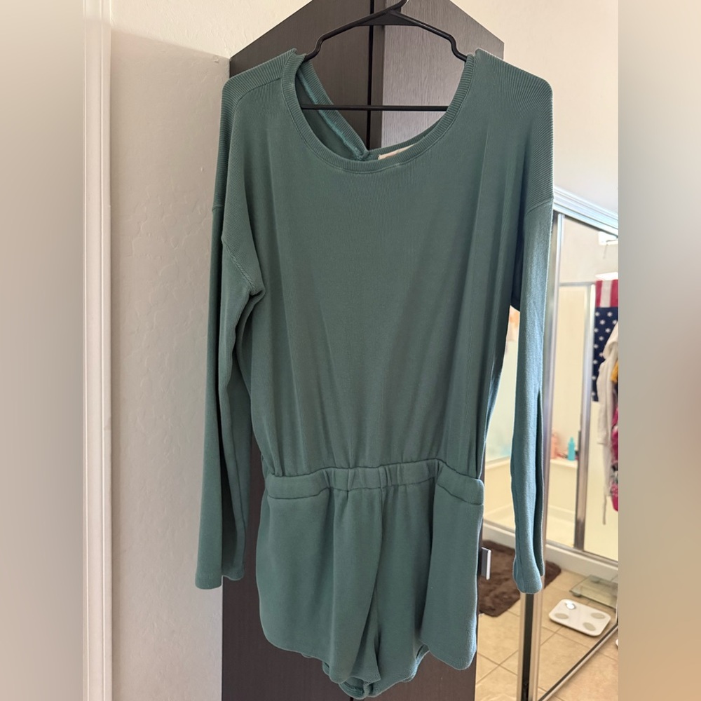 Free People Green Long Sleeve Romper